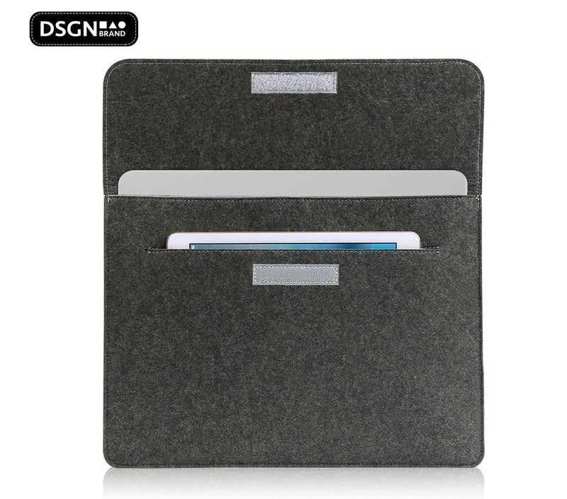 DSGN Laptop Sleeve with Button closure 13 inch - Felt - Dark gray - DSGN BRAND