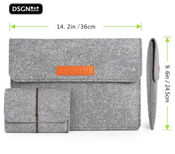 DSGN Laptop Sleeve with Handbag 14 inch - Felt - Gray - DSGN BRAND