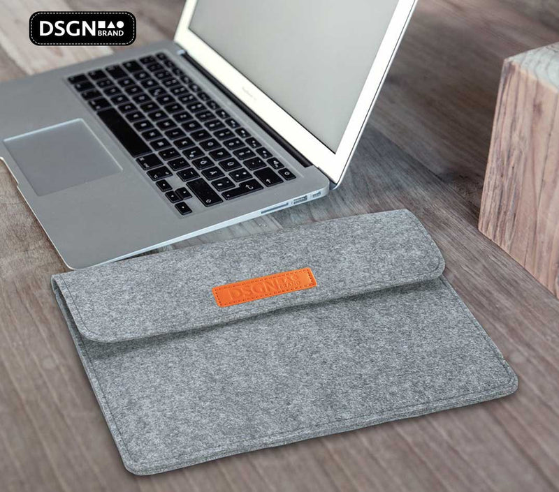 DSGN Laptop Sleeve met Handtas 13 inch - laptophoes vilt - Grijs- Apple MacBook Air 13.3 inch en Pro 14 inch M1 M2 - DSGN BRAND