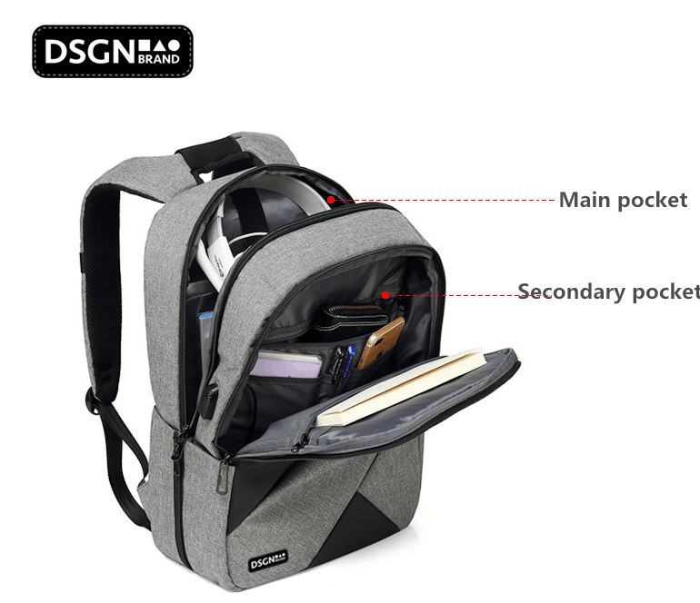 DSGN Laptop Backpack 13 inch to 17 inch - Gray Black - Backpack - Laptop bag - DSGN BRAND