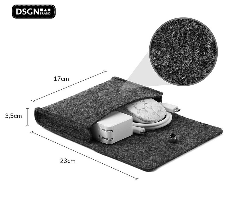 DSGN Laptop Sleeve with Button closure 13 inch - Felt - Dark gray - DSGN BRAND