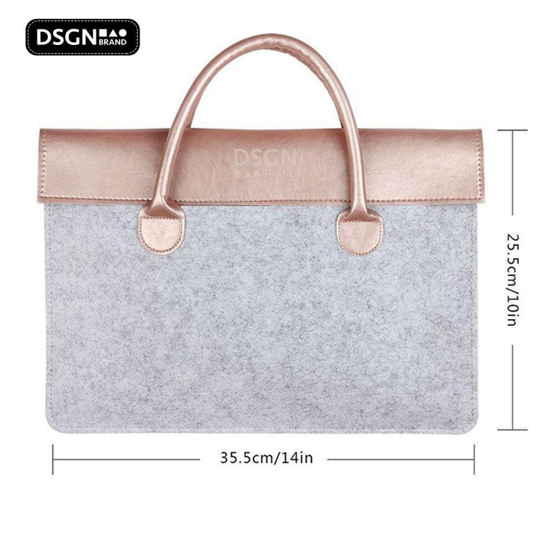 DSGN Laptop Bag Laptop Sleeve 13 inch - Felt PU Leather - Pink Gold Gray - DSGN BRAND