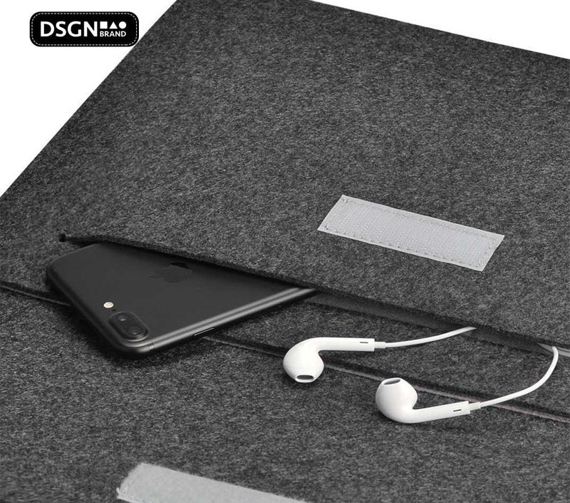 DSGN Laptop Sleeve met Handtas 13 inch - laptophoes vilt - Donkergrijs - Apple MacBook Air 13.3 inch en Pro 14 inch M1 M2 - DSGN BRAND