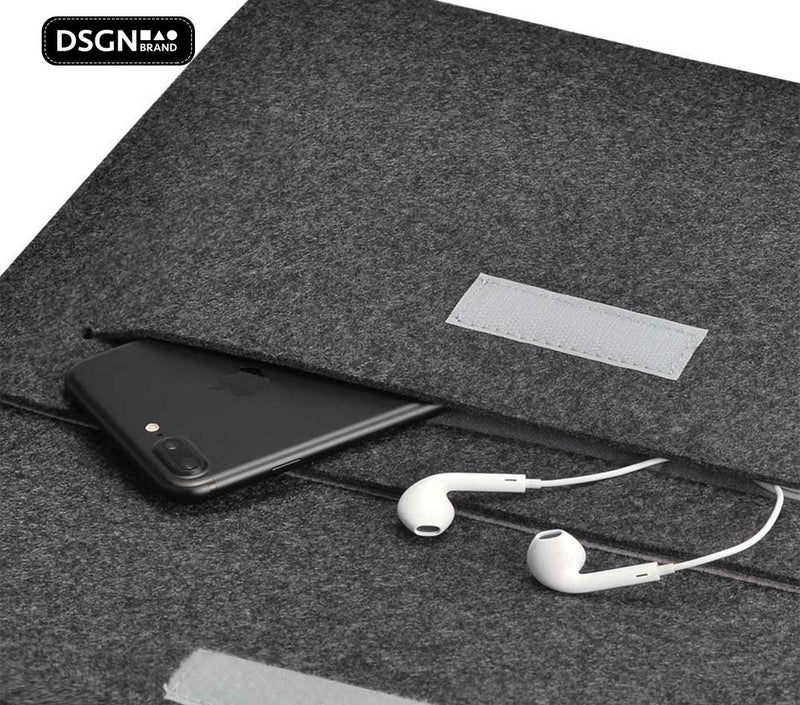 DSGN Laptop Sleeve with Button closure 13 inch - Felt - Dark gray - DSGN BRAND