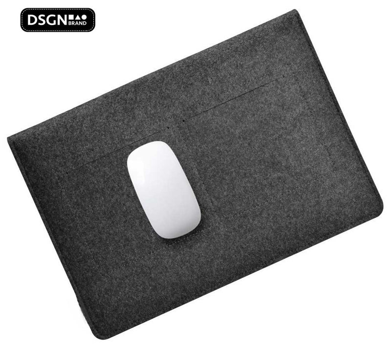 DSGN Laptop Sleeve with Button closure 13 inch - Felt - Dark gray - DSGN BRAND