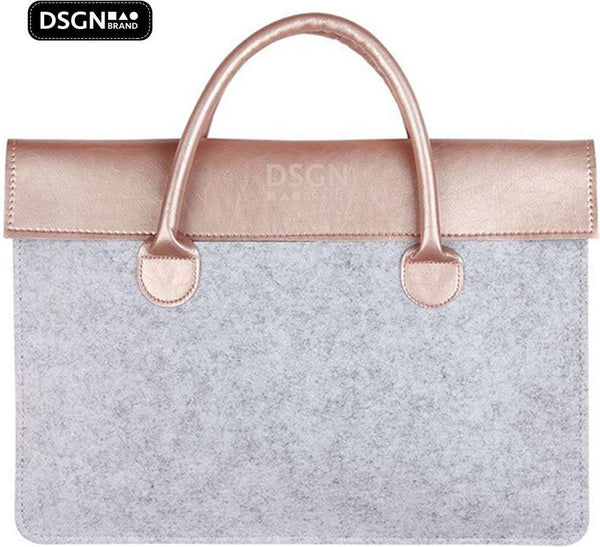 DSGN Laptop Bag Laptop Sleeve 13 inch - Felt PU Leather - Pink Gold Gray - DSGN BRAND