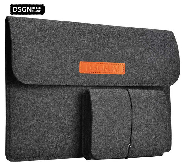 DSGN Laptop Sleeve with Button closure 13 inch - Felt - Dark gray - DSGN BRAND