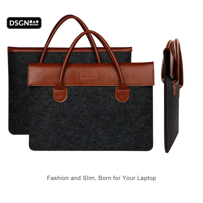 DSGN Laptop Bag Laptop Sleeve 13 inch - Felt PU Leather - Brown Dark Gray - DSGN BRAND