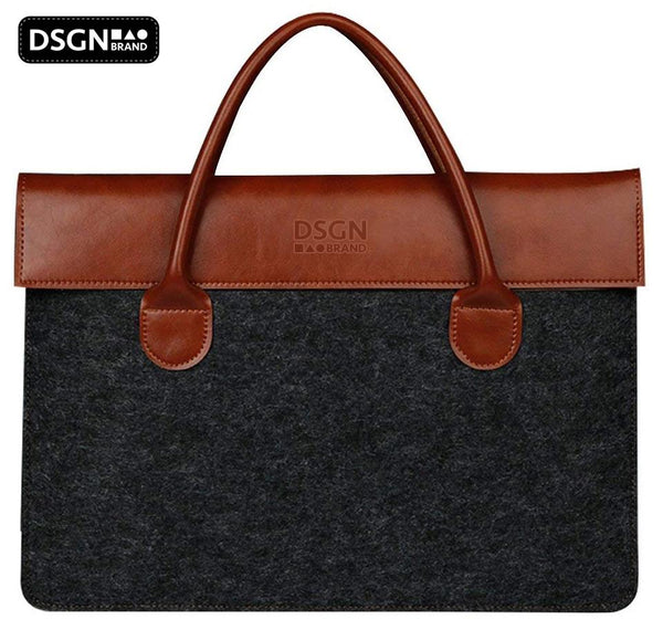 DSGN Laptop Bag Laptop Sleeve 13 inch - Felt PU Leather - Brown Dark Gray - DSGN BRAND