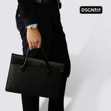 DSGN Laptop Bag Laptop Sleeve 13 inch - Felt PU Leather - Black Dark Gray - DSGN BRAND