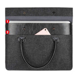 DSGN Laptop Bag Laptop Sleeve 13 inch - Felt PU Leather - Black Dark Gray - DSGN BRAND