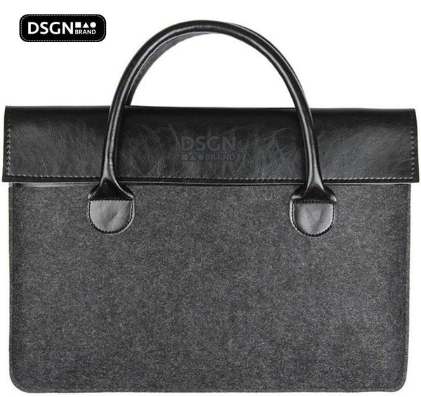 DSGN Laptop Bag Laptop Sleeve 13 inch - Felt PU Leather - Black Dark Gray - DSGN BRAND