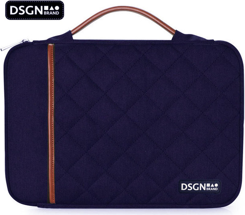 DSGN Laptophoes met Handvat 14 inch - blauw bruin - ruit patroon - DSGN BRAND